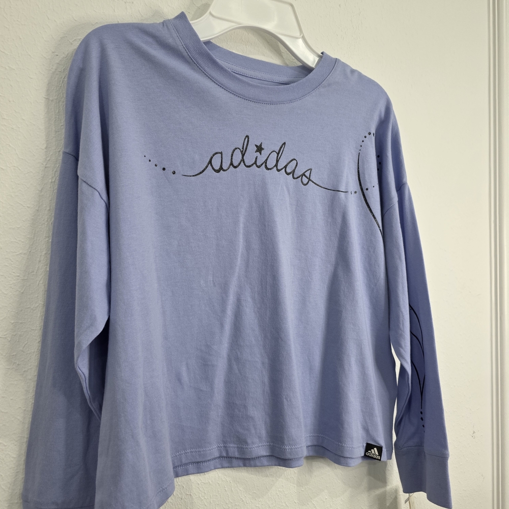 Adidas Light Purple Kids Long Sleeve Shirt - Picture 2 of 6